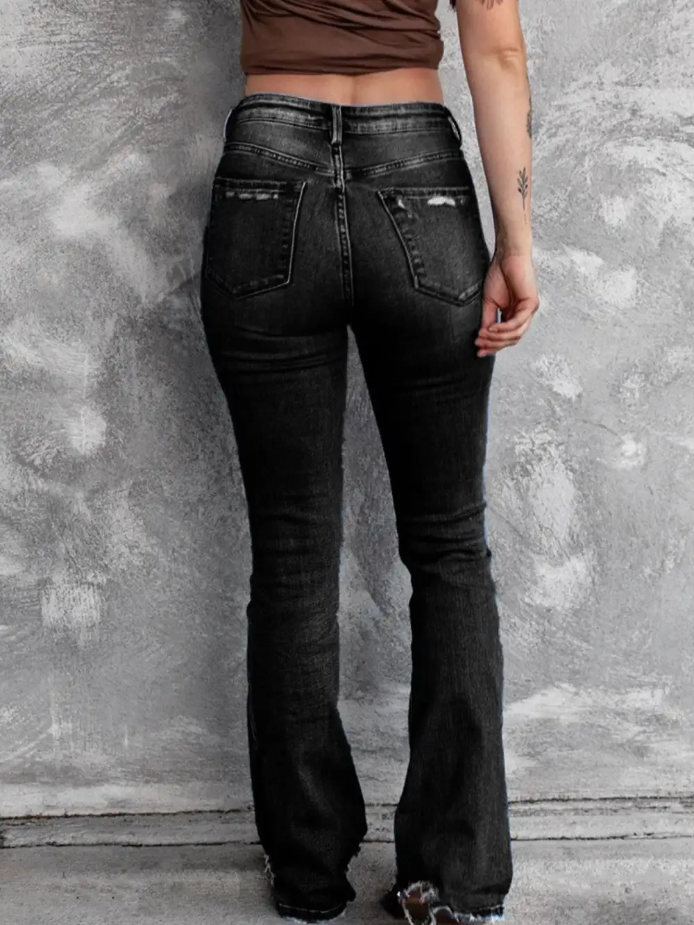 Everyday Flare Leg Distressed Denim Jeans
