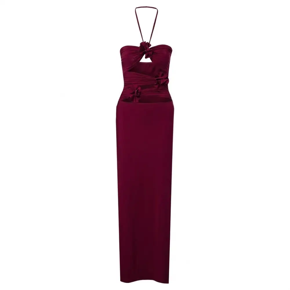 Draped Halter Maxi Dress