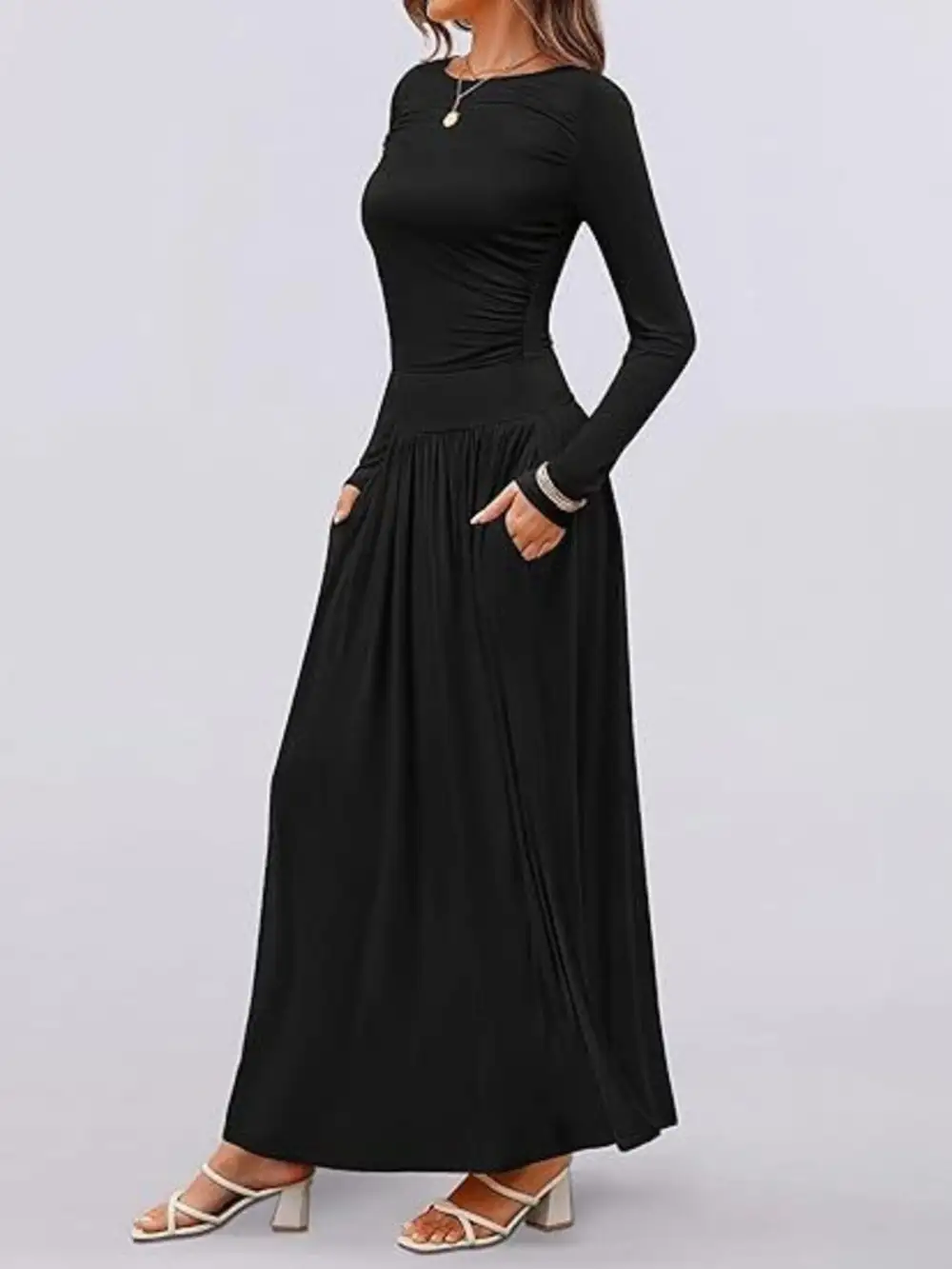 Long Sleeve Maxi Dress With Pockets