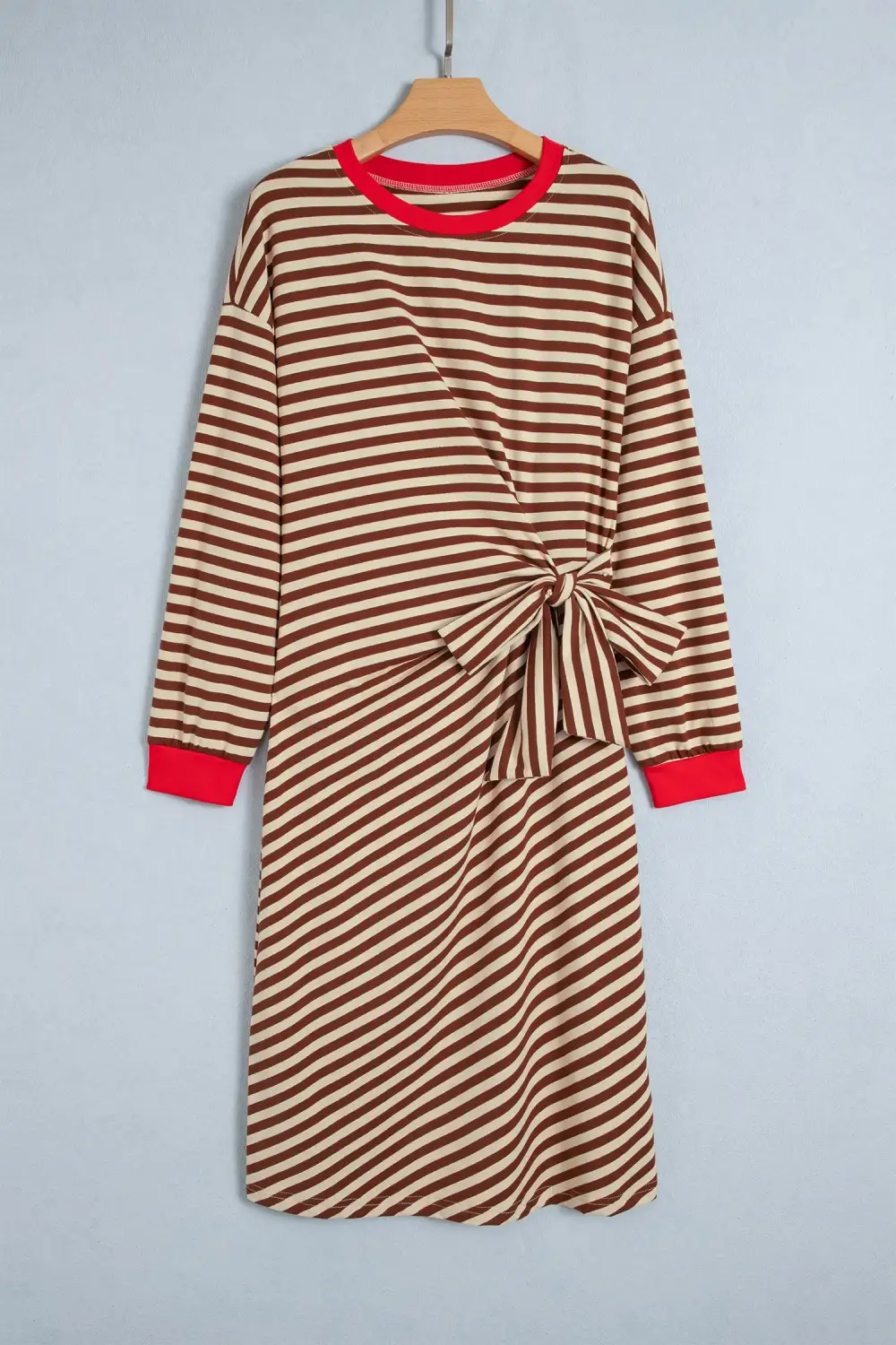 Women's Striped Colorblock Round Neck Long Sleeve Mini Dress