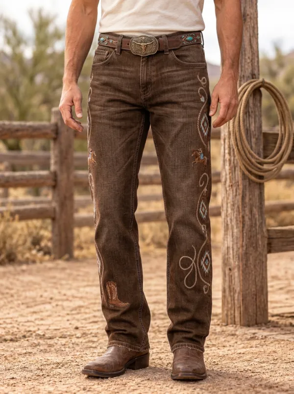 Men's Western Cowboy Horse Jeans