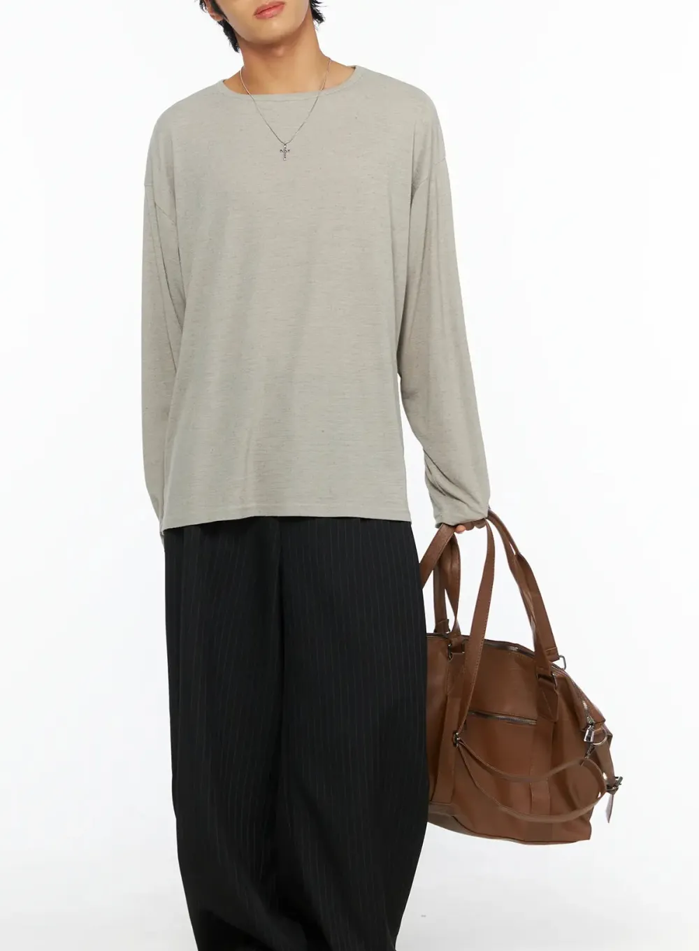 Men's Linen Sheer Loose Long Sleeve Tee