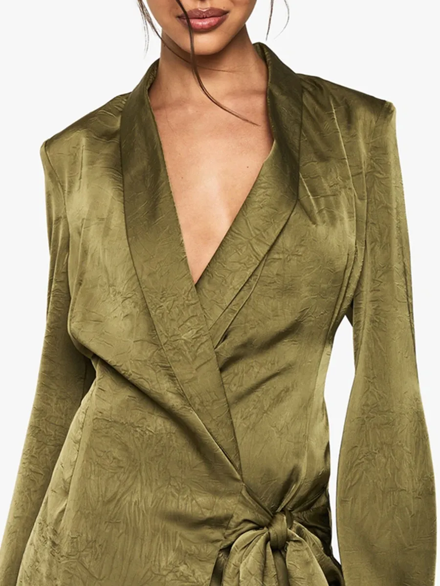 Women's Pink Belted Asymmetric Blazer Dress
