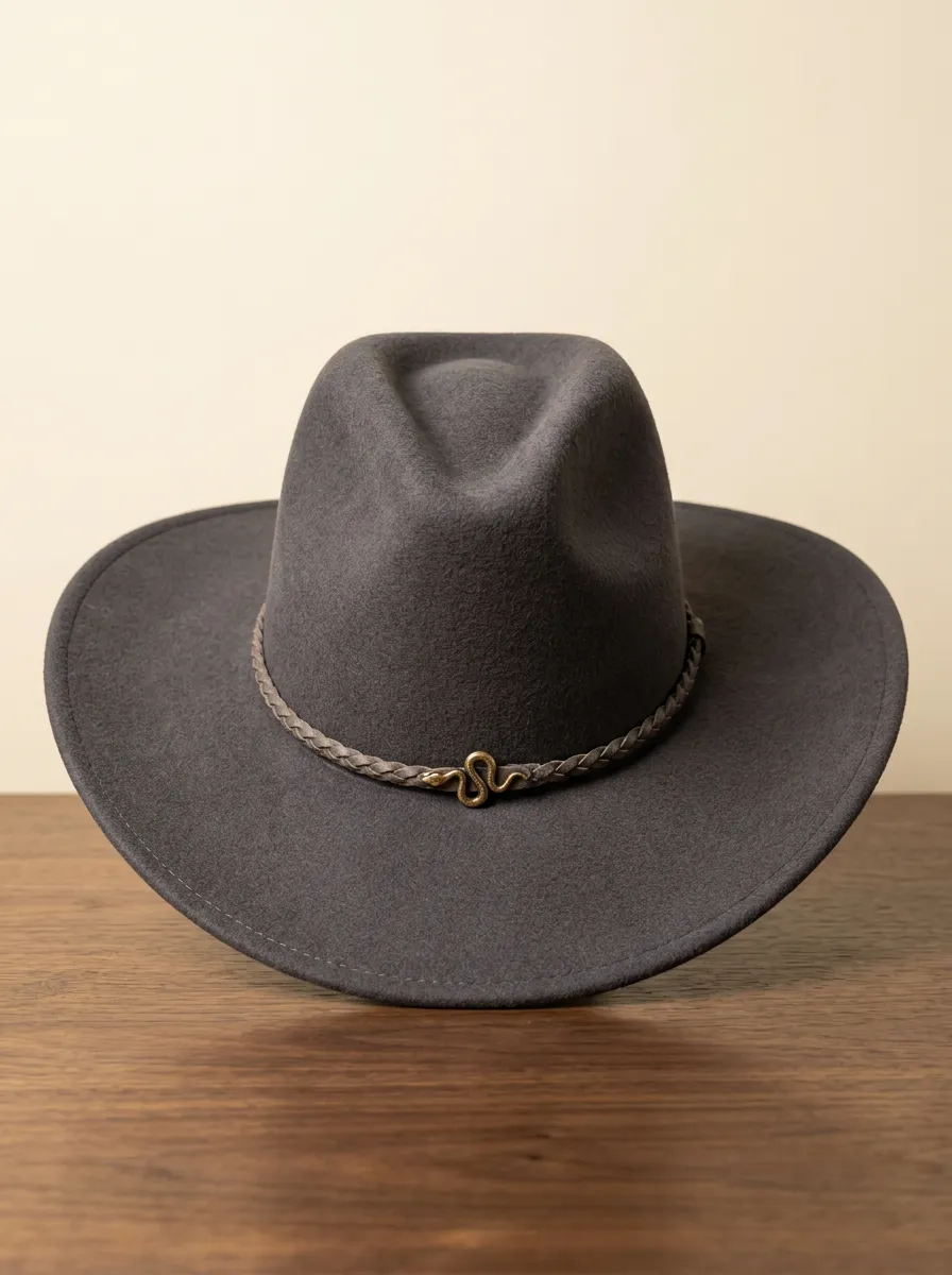 Unisex Snake Ornament Felt Western Cowboy Hat