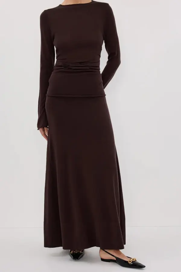 BITTER CHOC MERINO MAXI SKIRT