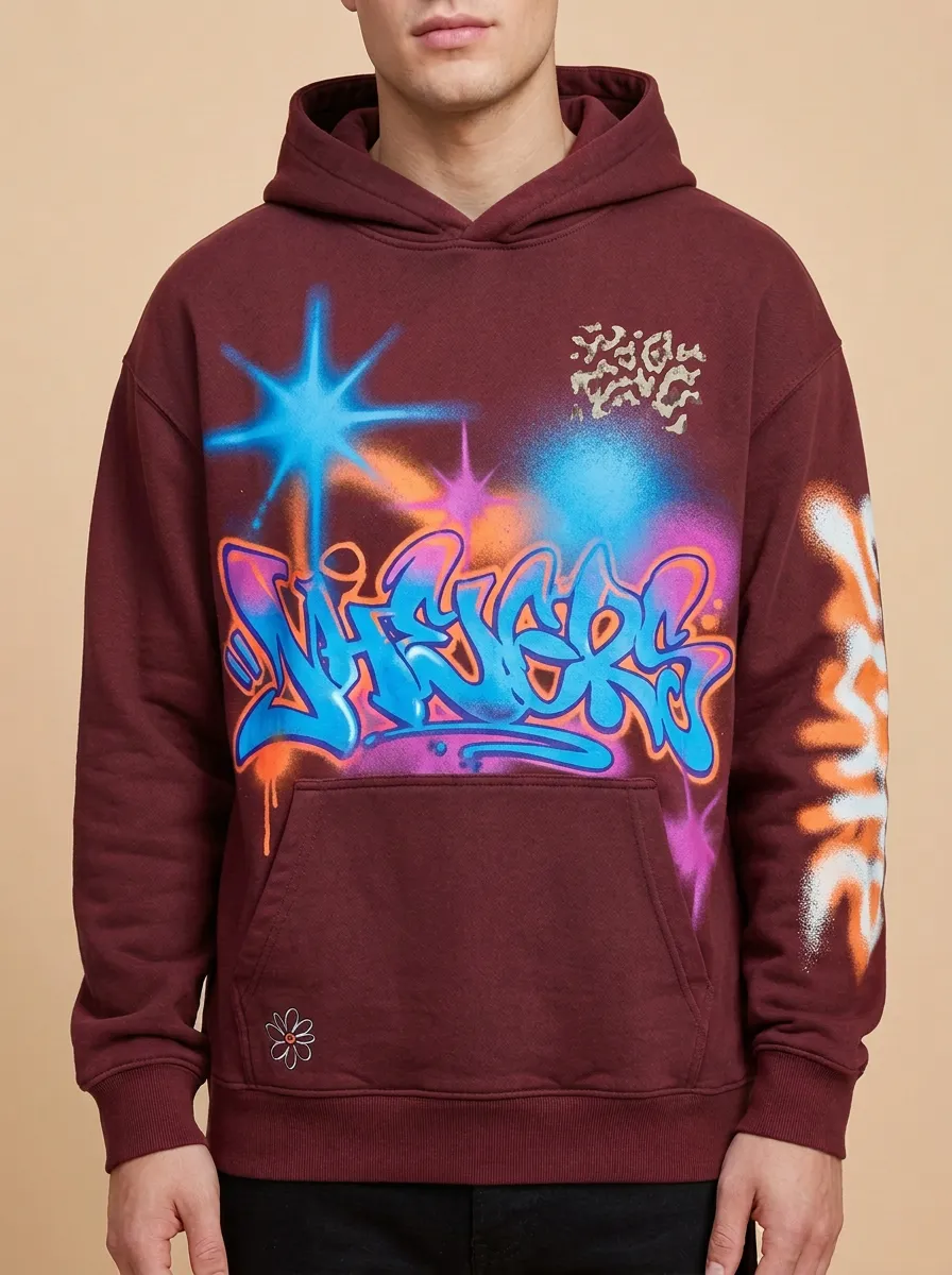 Unisex Streetwear Graffiti Star Graphic Hoodie
