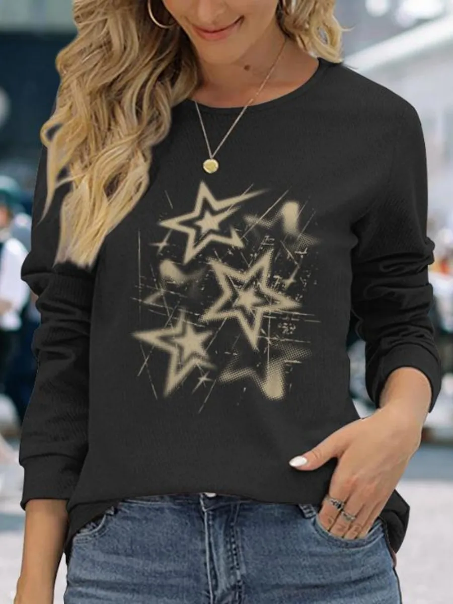 Star Printed Long Sleeve T-Shirt