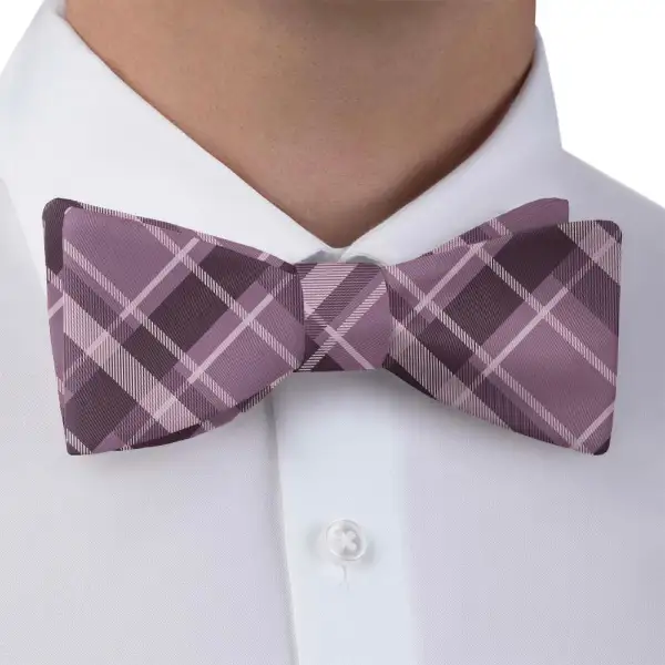 Regal Plaid Motif Bow Tie