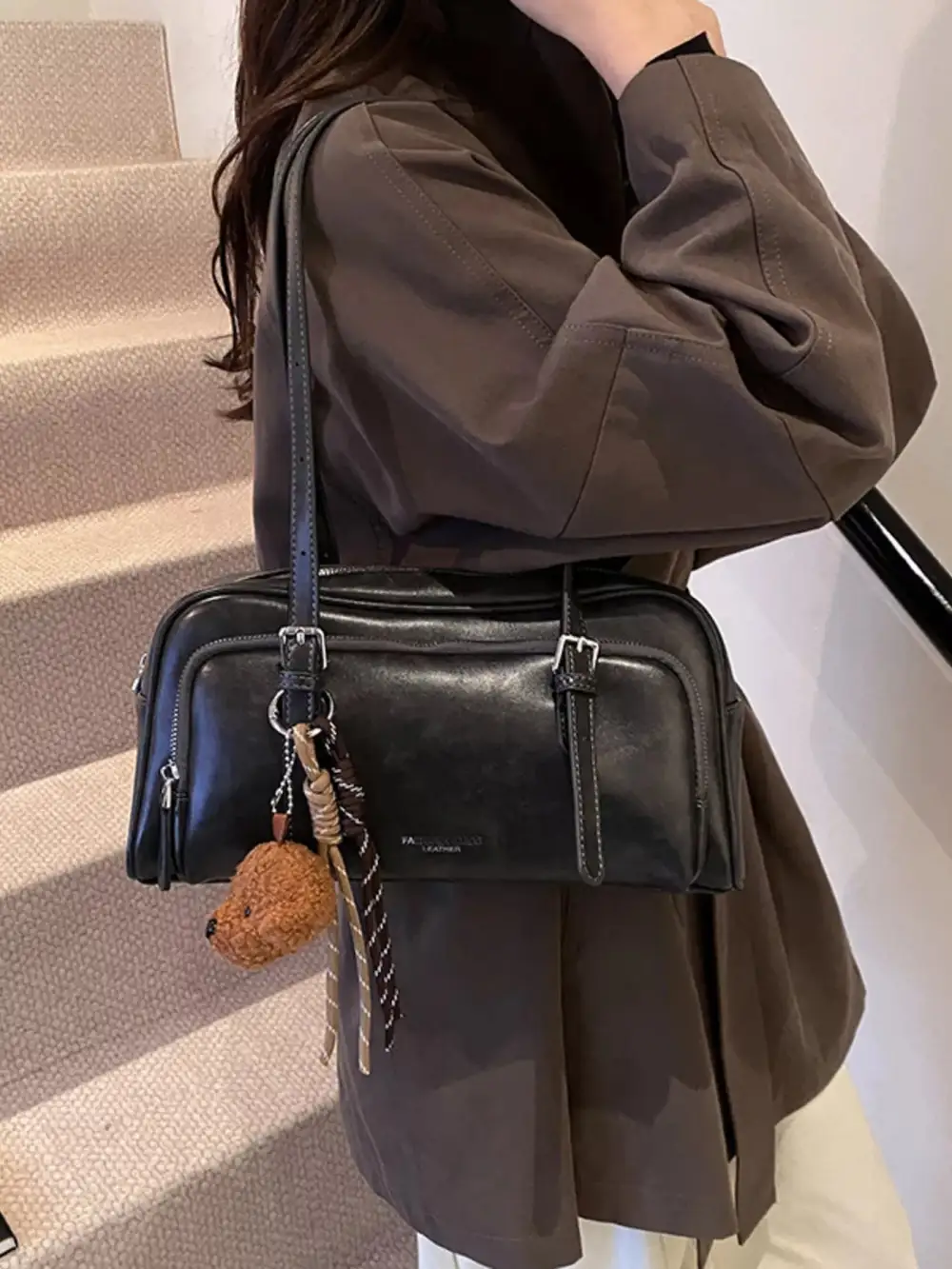 Vintage Charm Faux Leather Shoulder Bag