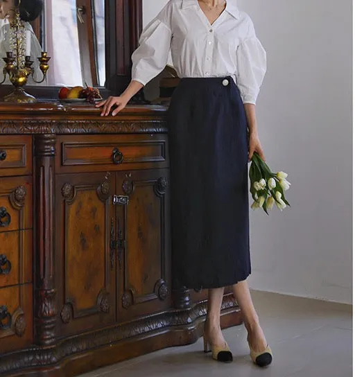 Versatile Promenade Everyday Casual Linen Skirt