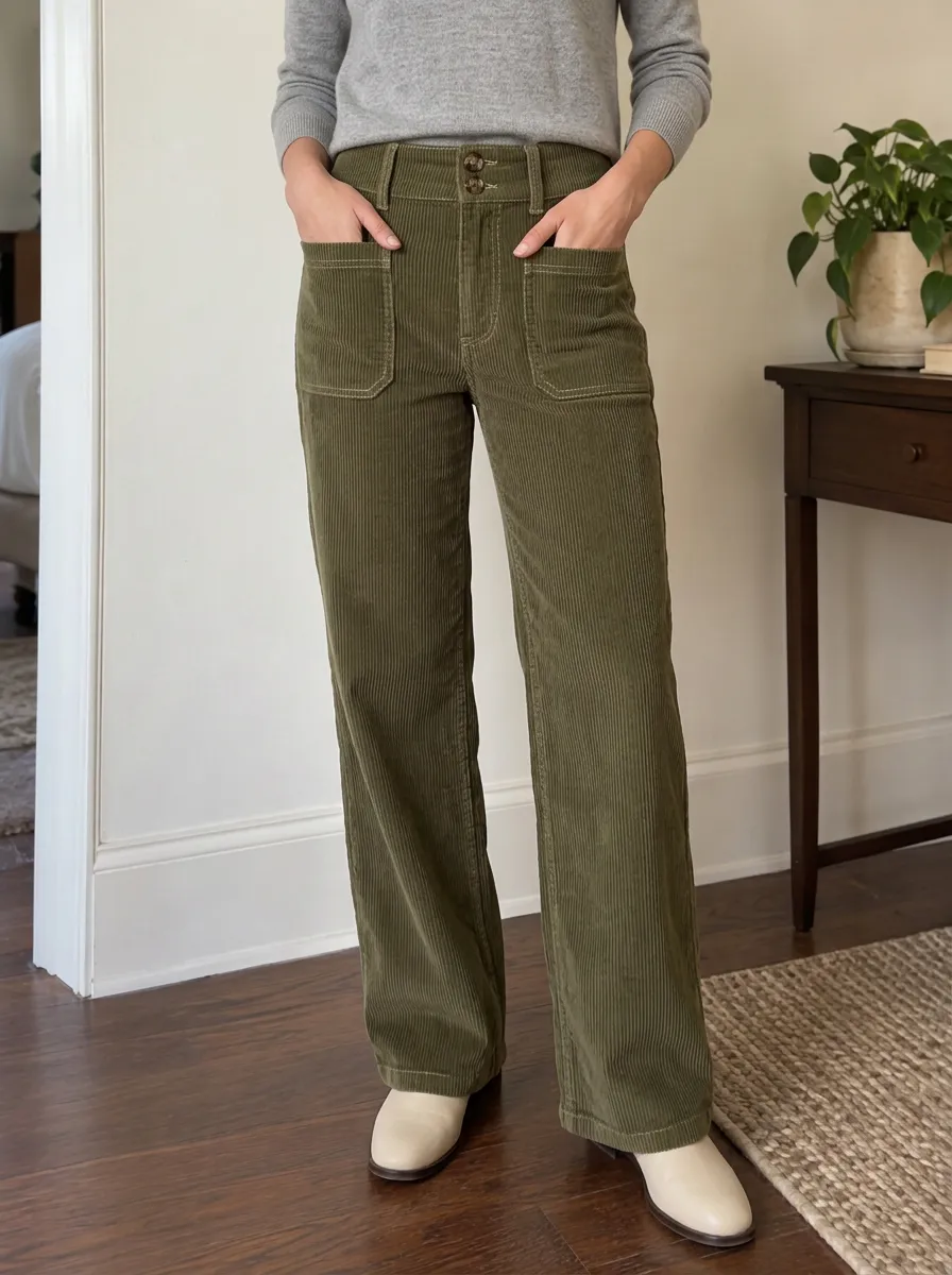 Women's Hudson Wide-Leg Pocket Corduroy Pants
