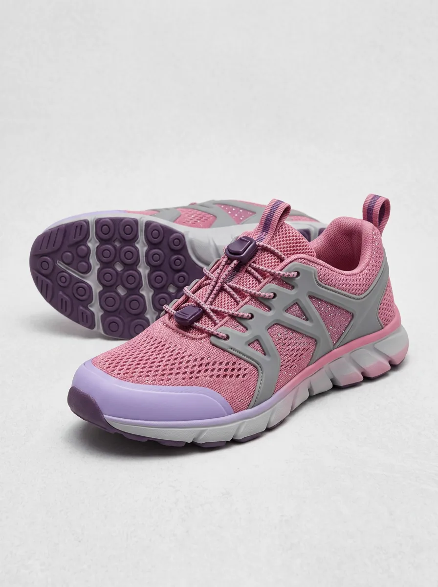 Women's Pink Mesh Athletic Running Printed Shoes