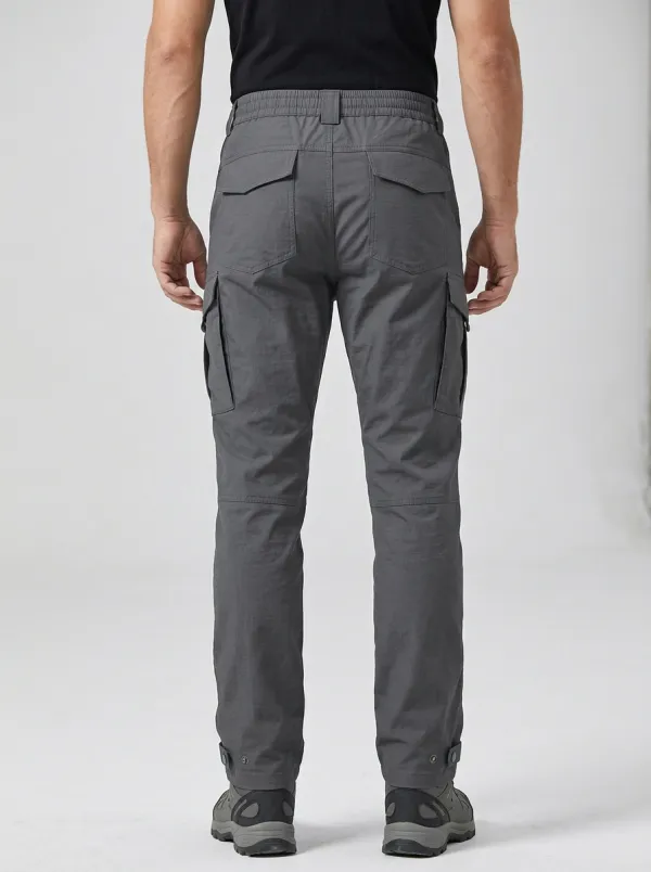 Men's Tactical Elastic-Waist D-Ring Zip-Pocket Cargo-Pocket Articulated-Knee Cargo Pants