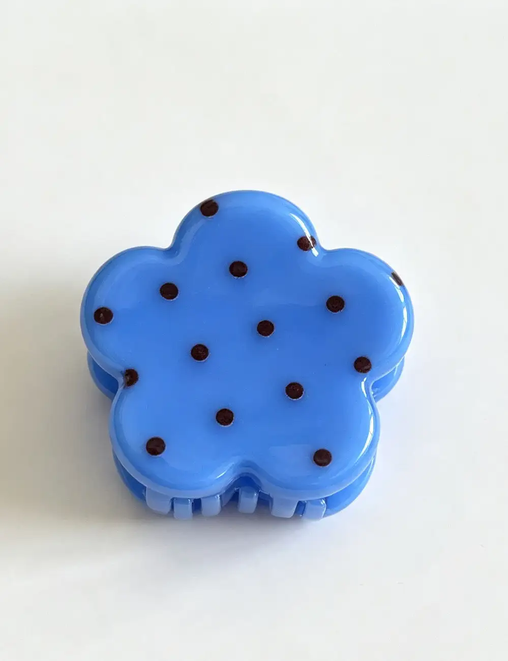 Flower Shape Polka Dot Print Mini Hair Claw Clip