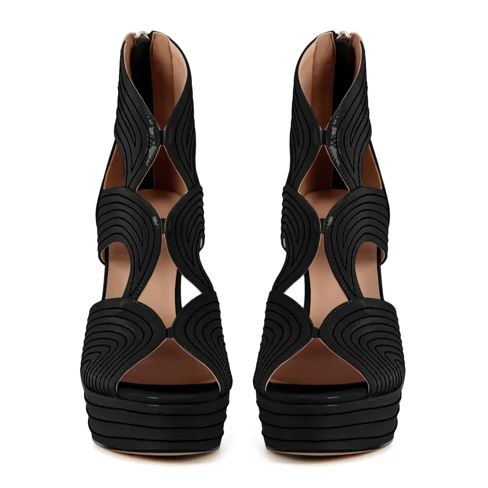 Open Toe Platform Hollow Stiletto Bootie Sandals