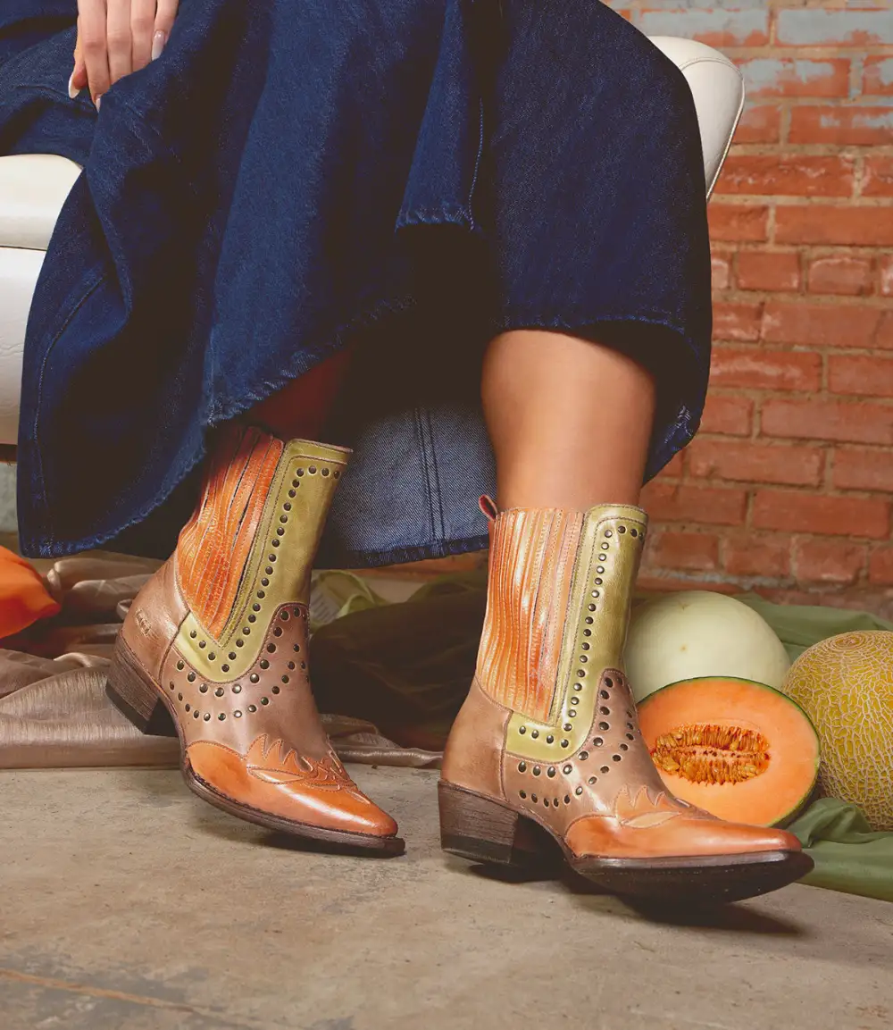 Studded Color-Block Western Boots