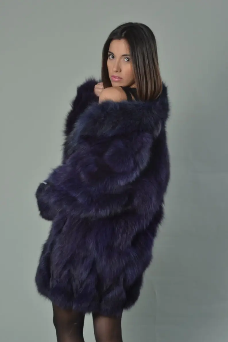 Purple Fox Fur Coat