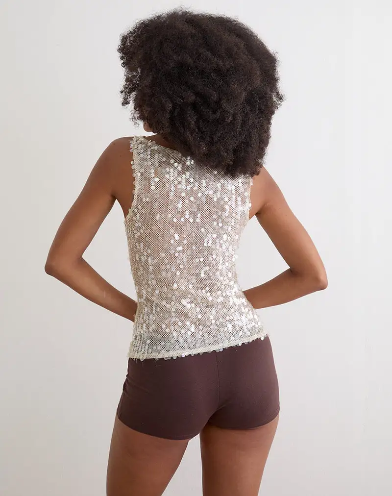 Sequin Crochet Tank Top