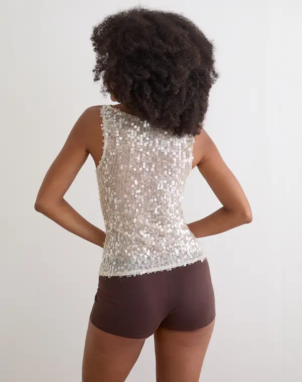 Sequin Crochet Tank Top