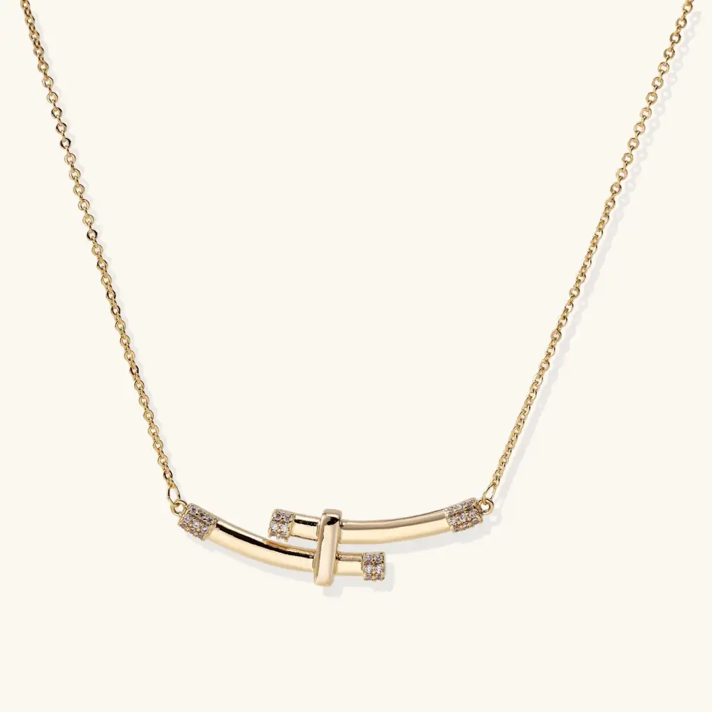 Bamboo Crystal Arc Necklace