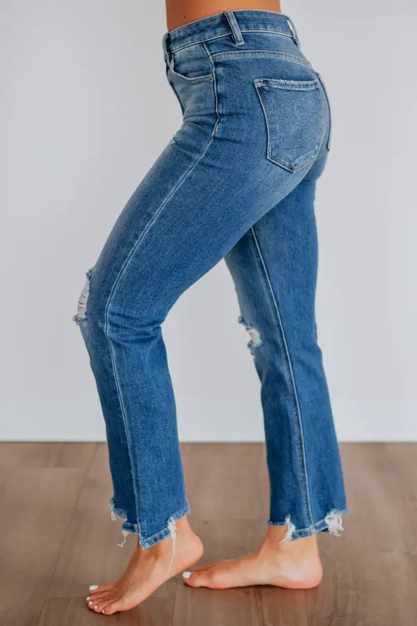Women's High Rise Straight Leg Cropped Jeans