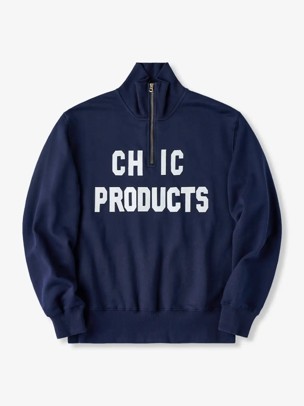 Heavyweight Half-Zip Embroidered Stand-Collar Sweatshirt
