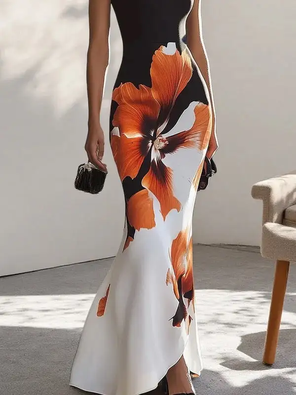 Skinny Sleeveless Neck Maxi Dress