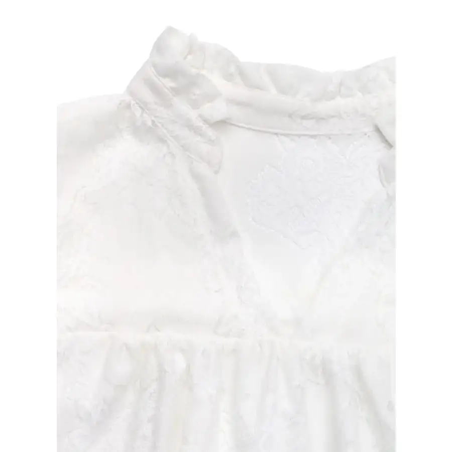 Lace Notched Cap Sleeve Mini Dress