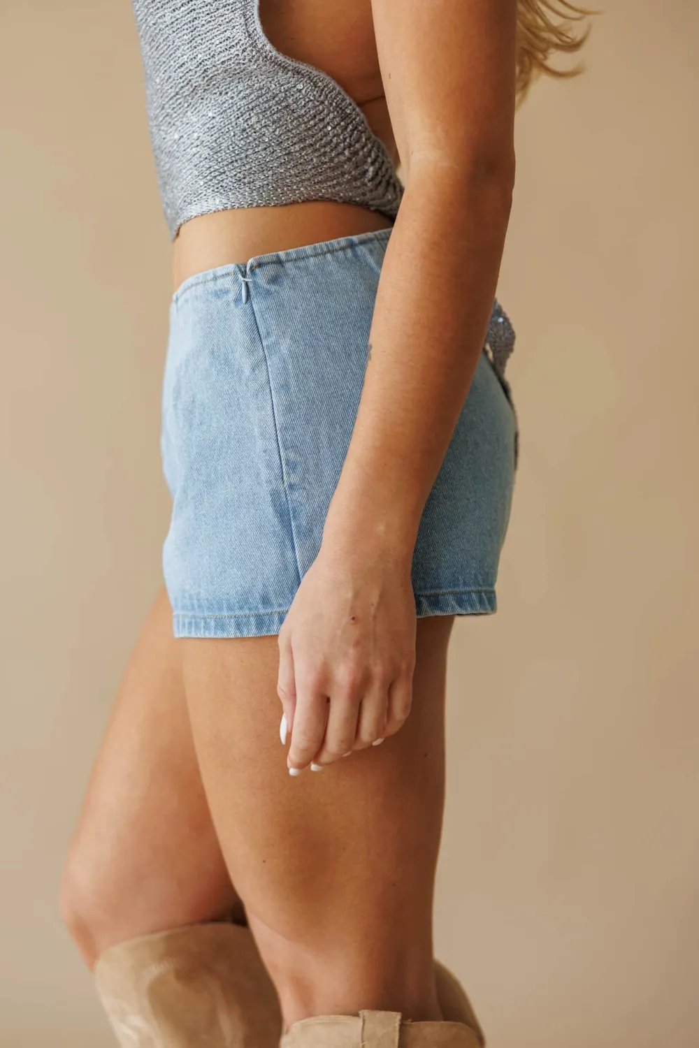 Cotton Denim Shorts
