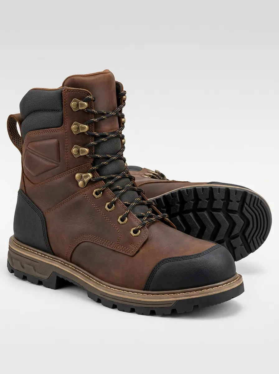 Men's Waterproof Work Boots for Brown Style