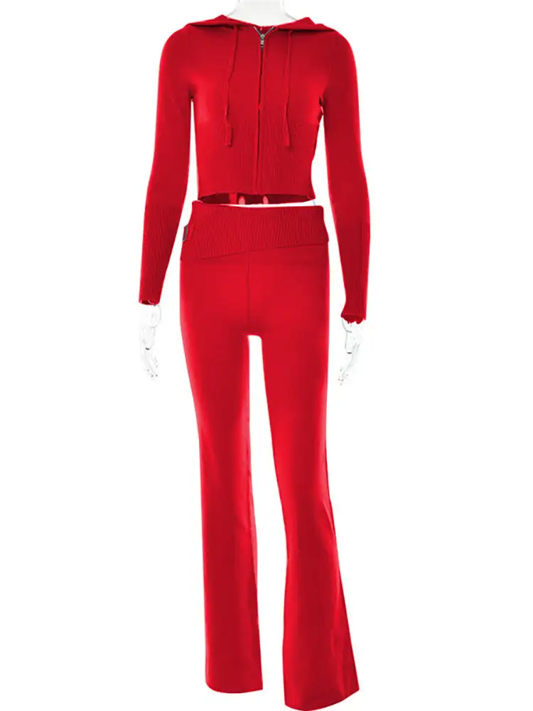 Sporty Zipper-Front Hooded High-Waist Jumpsuit