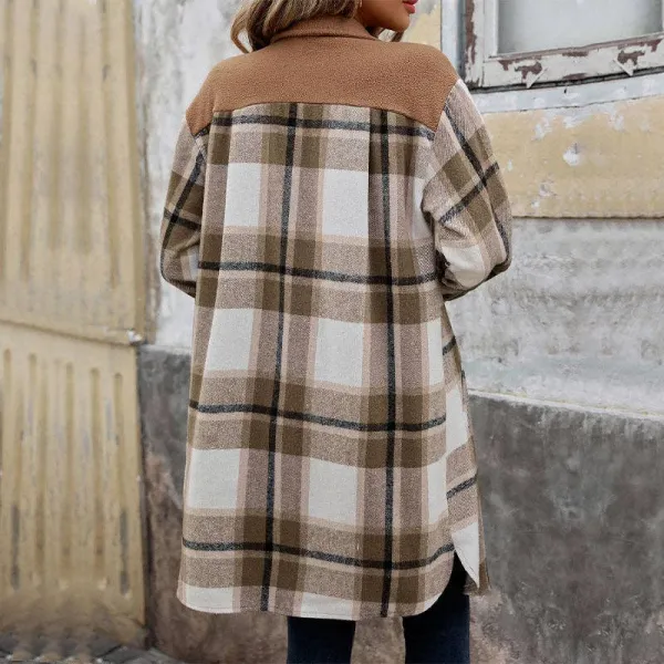 Women’s Polished Plaid Long Coat