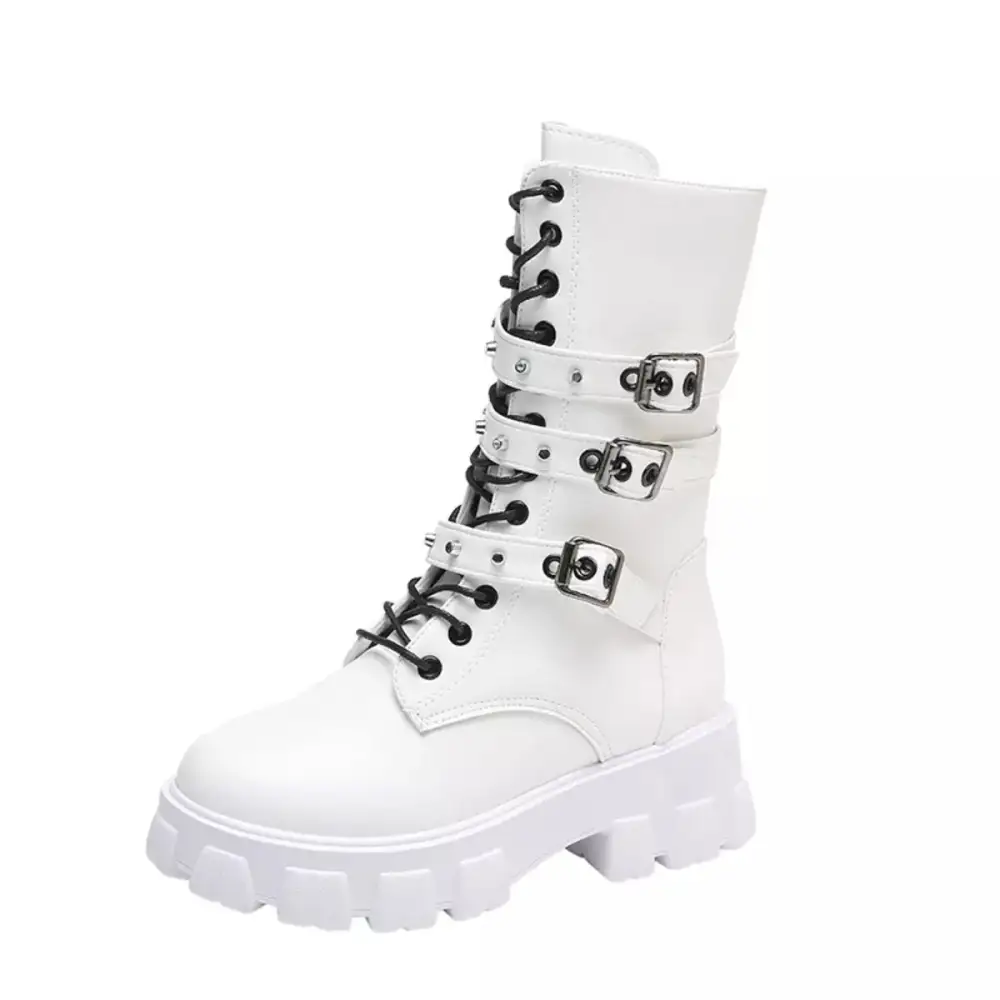 Buckled Lace Up Combat Boots