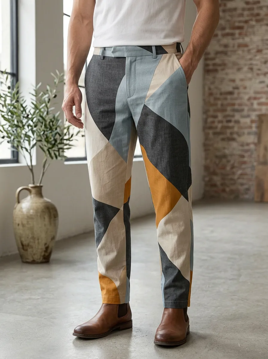 Men's Geometric Print Tailored Trousers