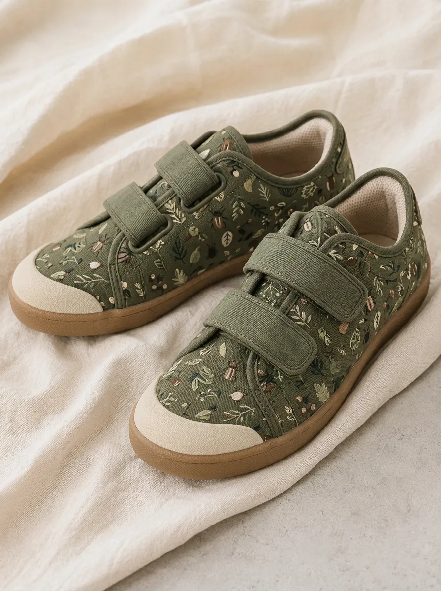 Women's Refined Nature Lover Botanical Beetle Patterned Canvas Shoes