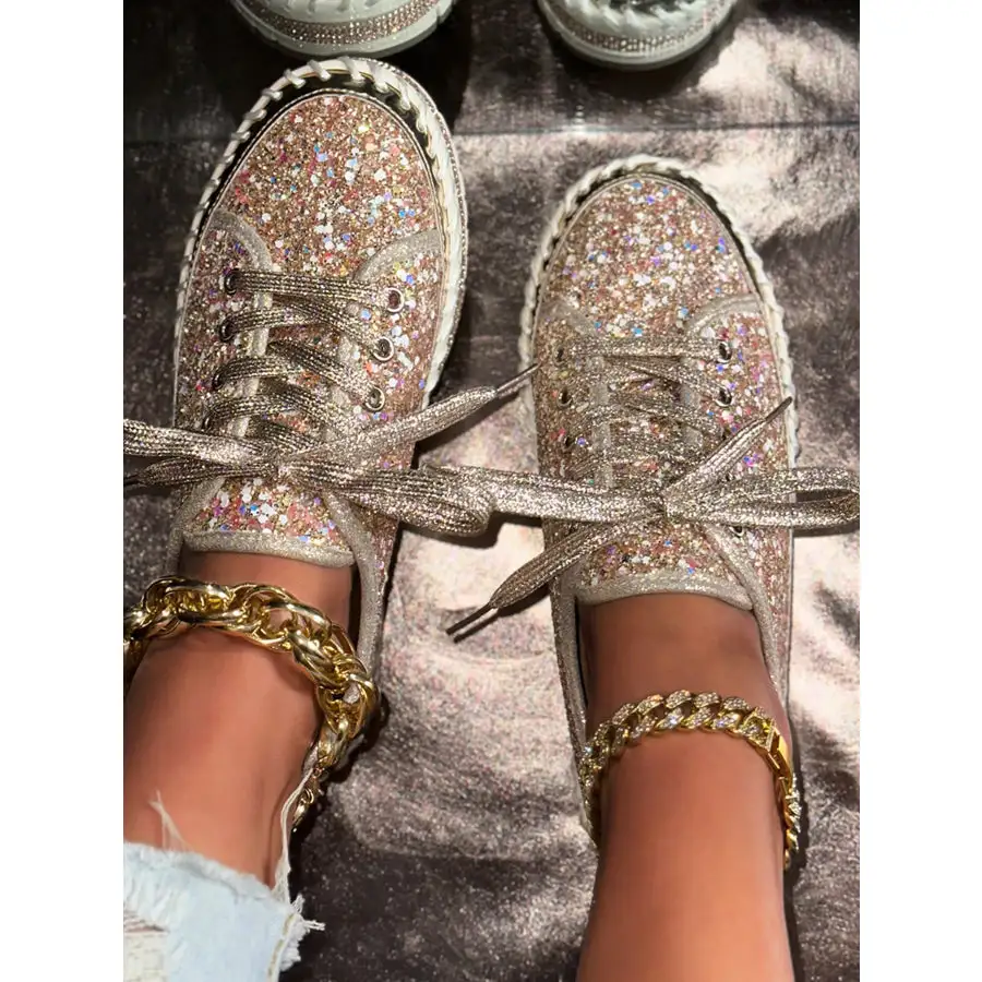 Classic Lace Up Round Toe Platform Sneakers Shoes