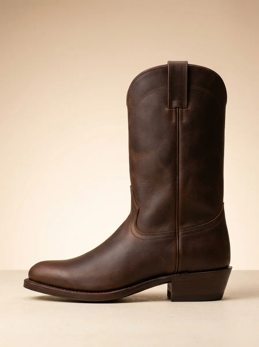 Men's Minimalist Rounded-Toe Western Boots