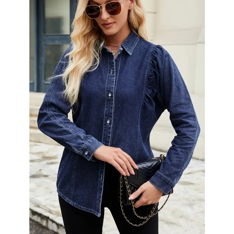 Button-Down Collared Denim Shirt