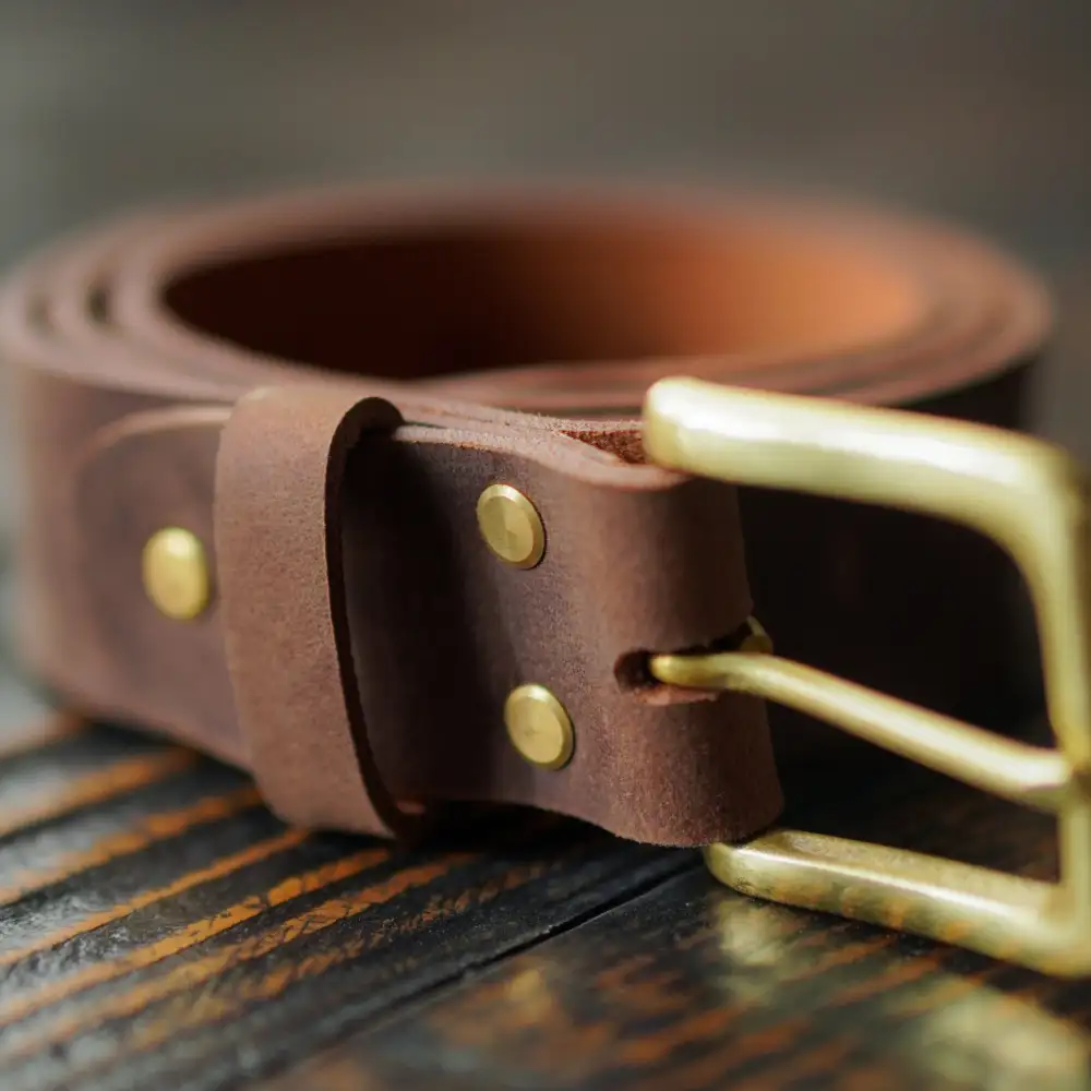 Brass Buckle Full Grain Leather Belt
