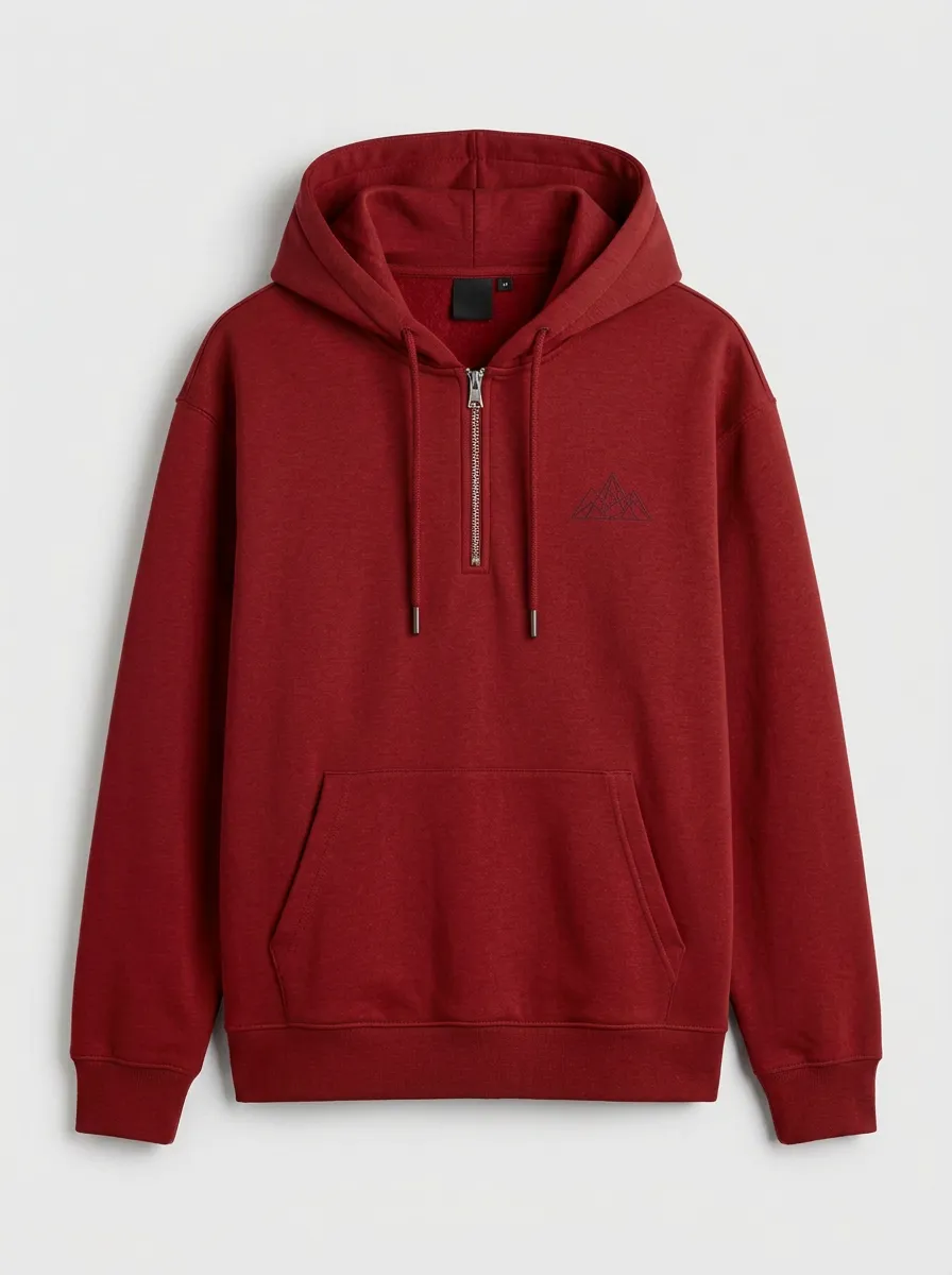 Modern Quarter Zip Mountain Graphic Geometric Edit Men's Hoodie