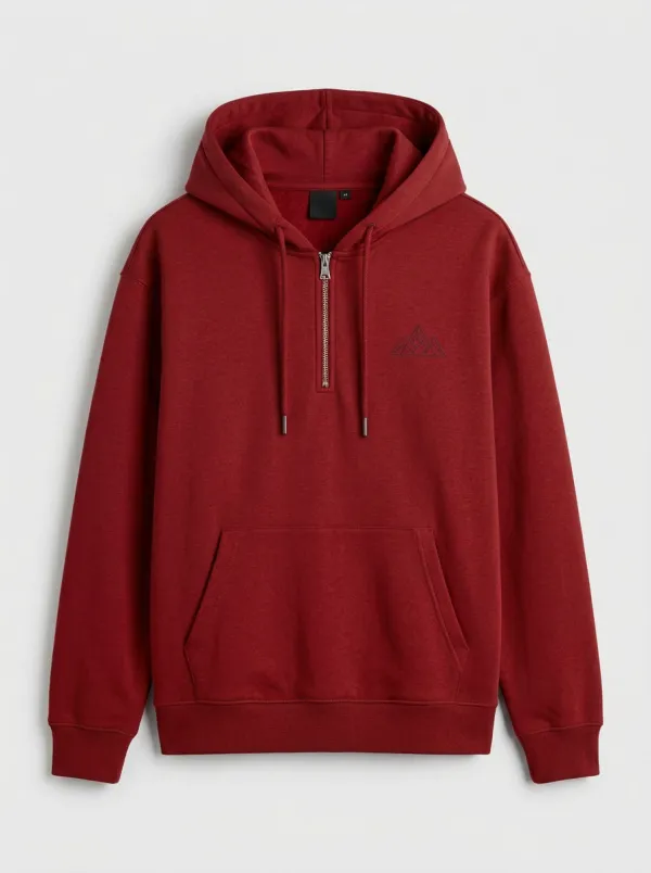 Modern Quarter Zip Mountain Graphic Geometric Edit Men's Hoodie