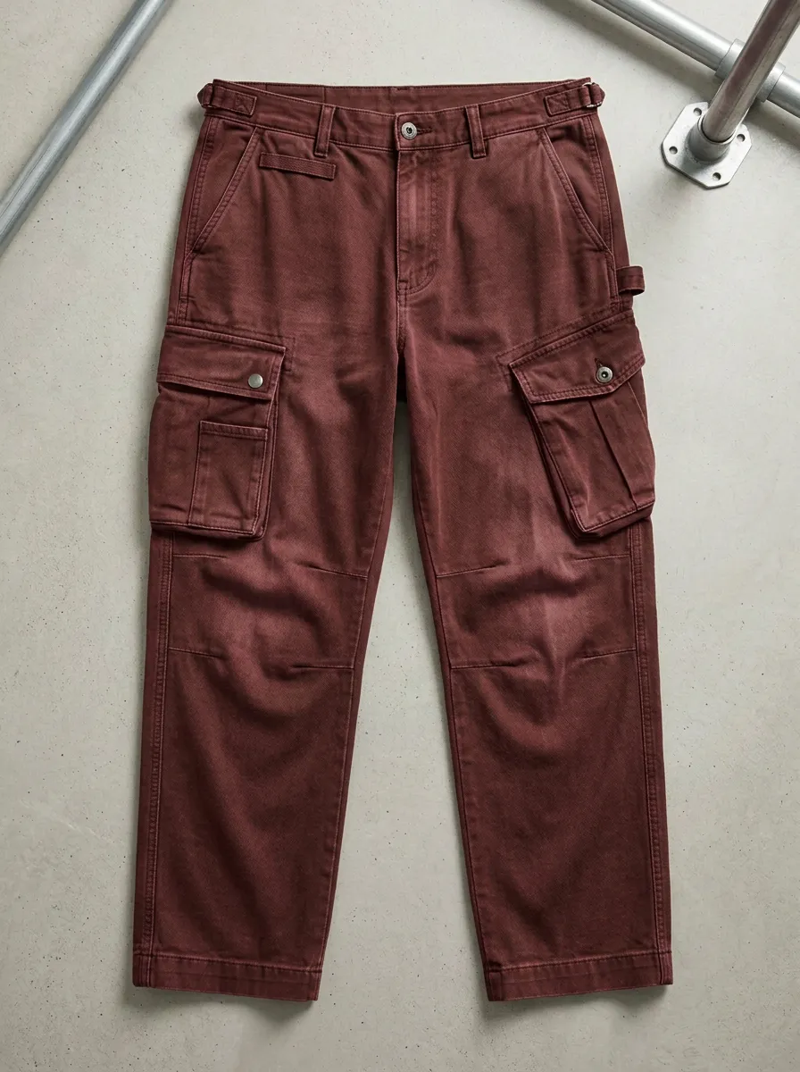 Men's Military Style Olive Green Multi-Pocket Utility Loop Cargo Pants