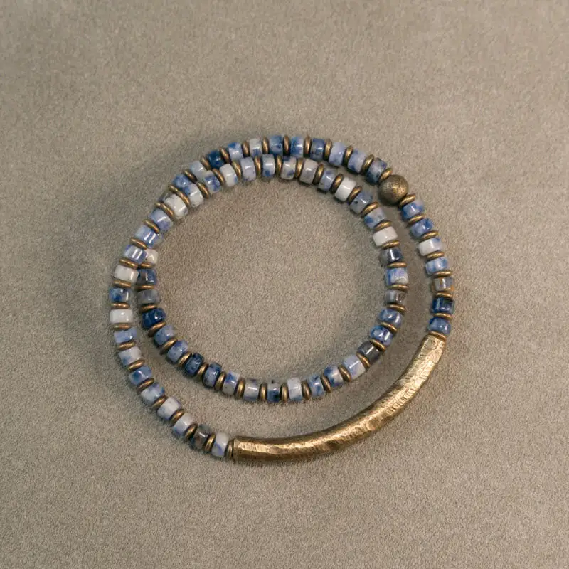 Sodalite Picture Jasper Point Stone Bracelet