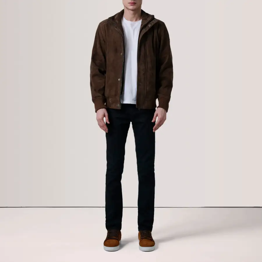 Men's Rugged Bomber Suede Jacket