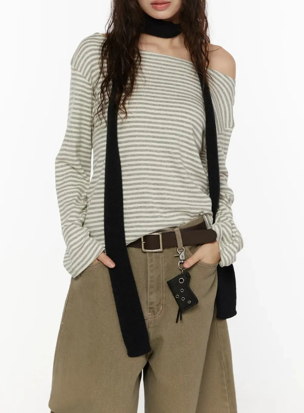 Striped Boat Neck Long Sleeve Top