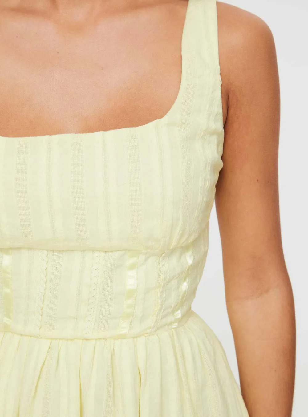 White Square Neck Smocked Mini Dress