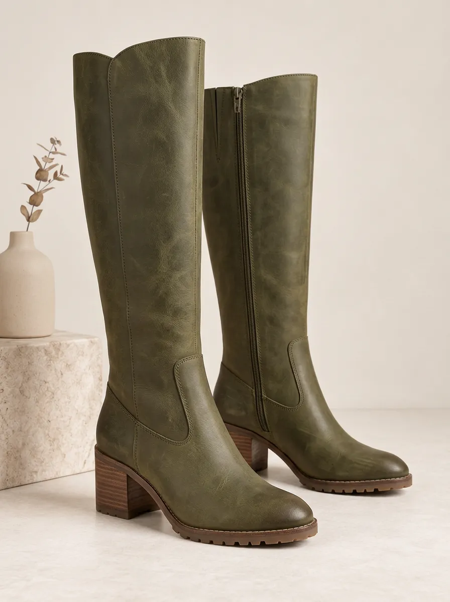 Women's Utility Faux Leather Knee High Boots