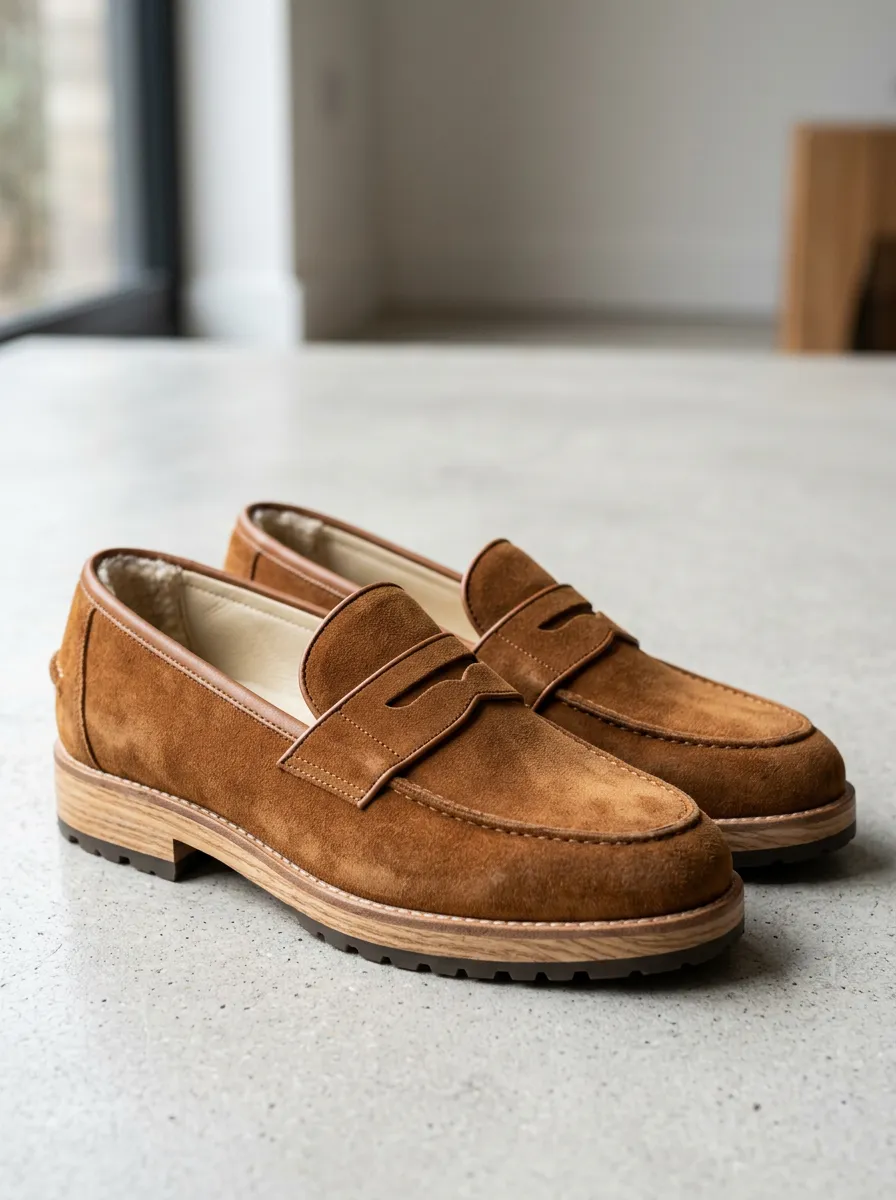 Women's Worksite Penny Suede Wood Sole Loafers
