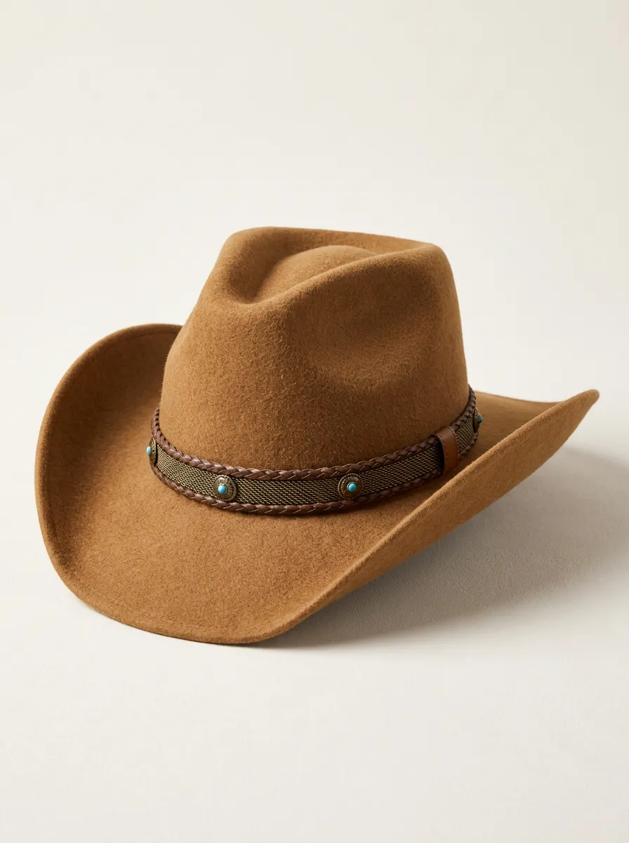 Western Brim Hat with Studded Trim