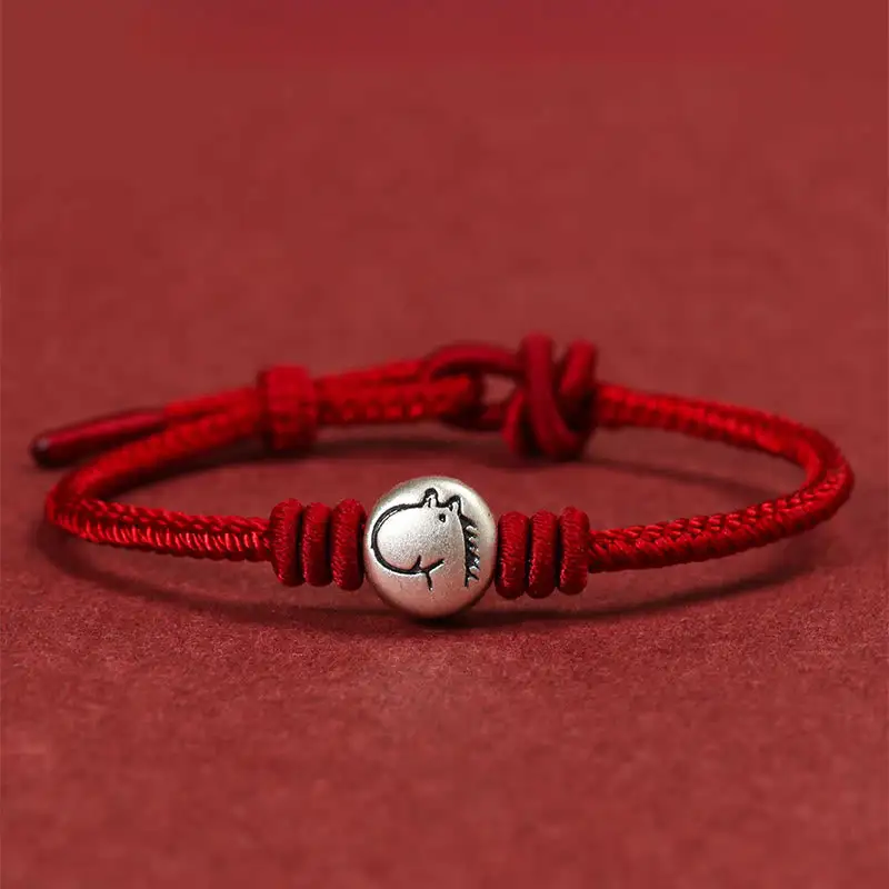 Horse Sterling Silver String Braided Connection Bracelet